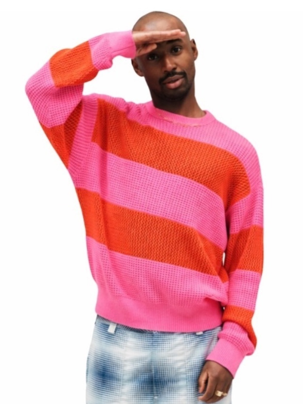 Palace Open Stripe Knit Pink And Orange SS24 Sweater Small Excellent Condition!